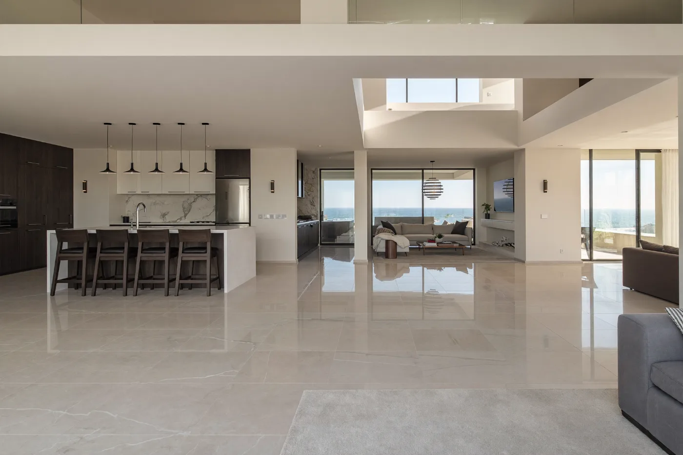 Completed villa renovation with an open plan living space and new finishes